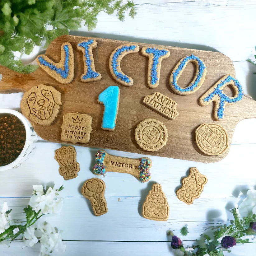 Deluxe Happy Birthday Box (personalised) Peanut Butter Dog Biscuits
