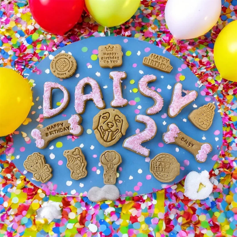 Deluxe Happy Birthday Box (personalised) Peanut Butter Dog Biscuits