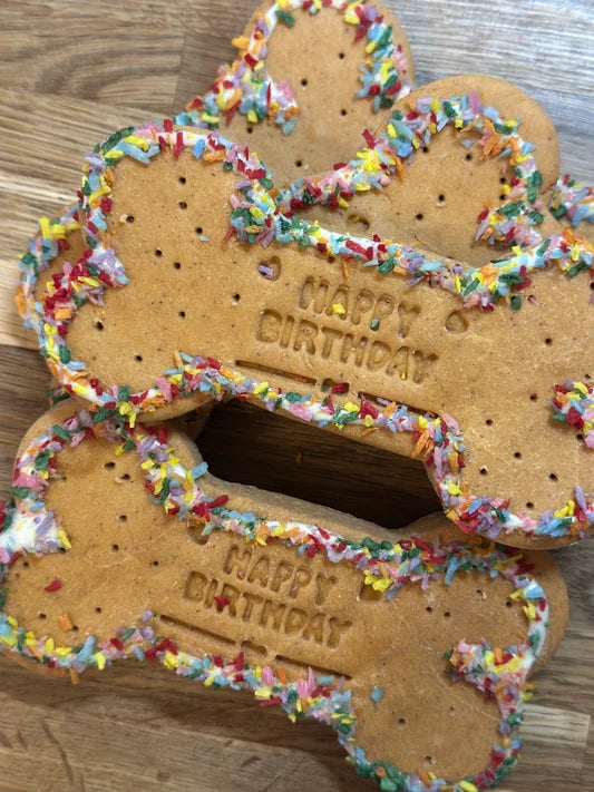 Happy Birthday Peanut Butter Dog Bone grain free biscuit