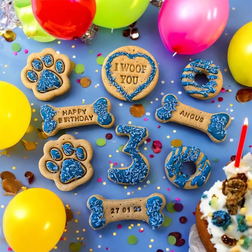 Happy Birthday Box - bone edition (personalised) Peanut Butter Dog Biscuits