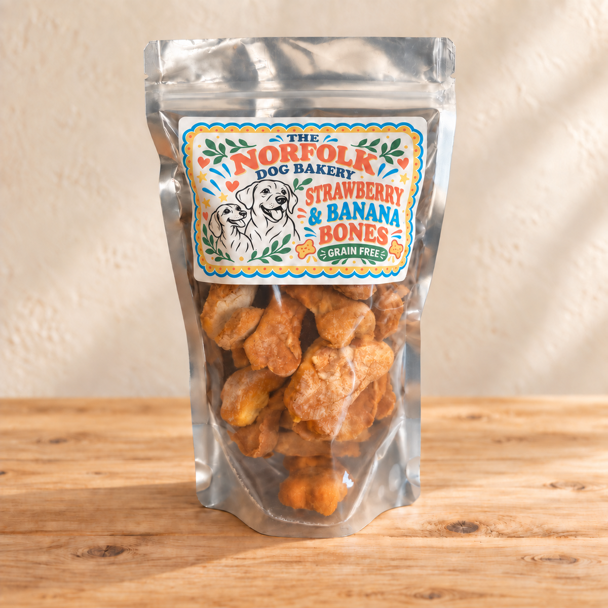 Strawberry & Banana Grain Free Dog Bone Biscuits